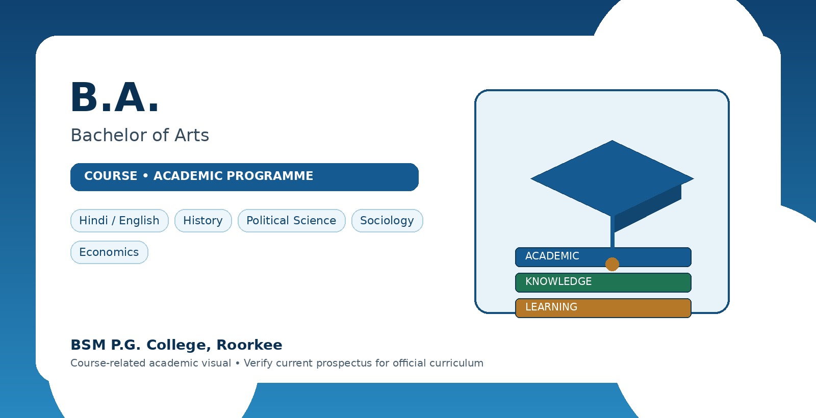 B.A. Bachelor of Arts course visual